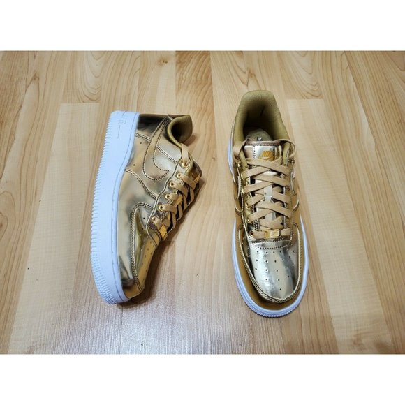 Size 8.5 - Nike Air Force 1 SP Liquid Metal - Gold 2019 - Picture 9 of 11